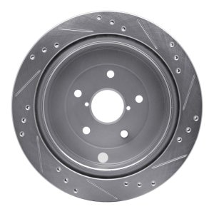 Subaru B9 Tribeca Brake Rotor (1) - Rear Left - R1 Concepts - Drilled & Slotted - Silver - `06-`14